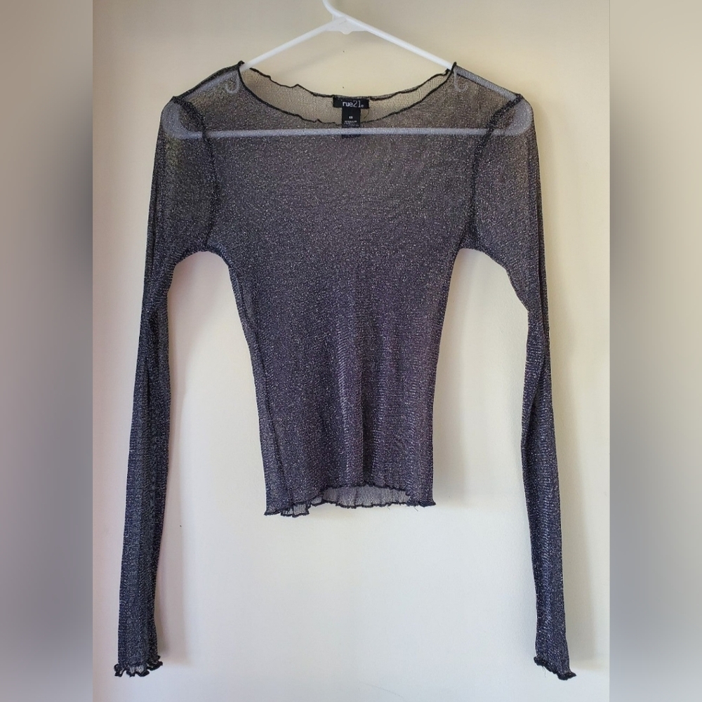 RUE21 Sheer Long Sleeve Glitter Top - XSmall